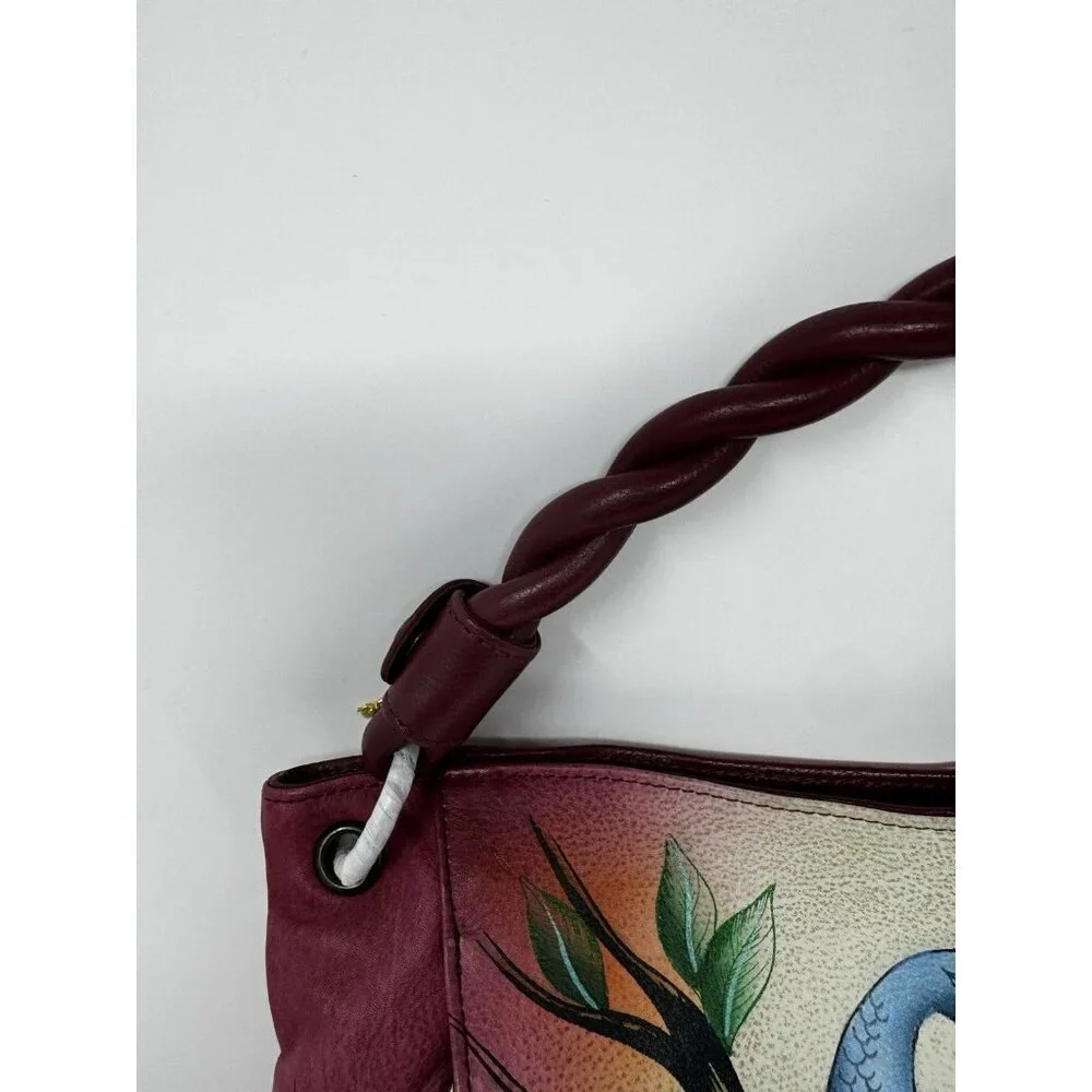 Anuschka hand-painted genuine leather hobo Peacock